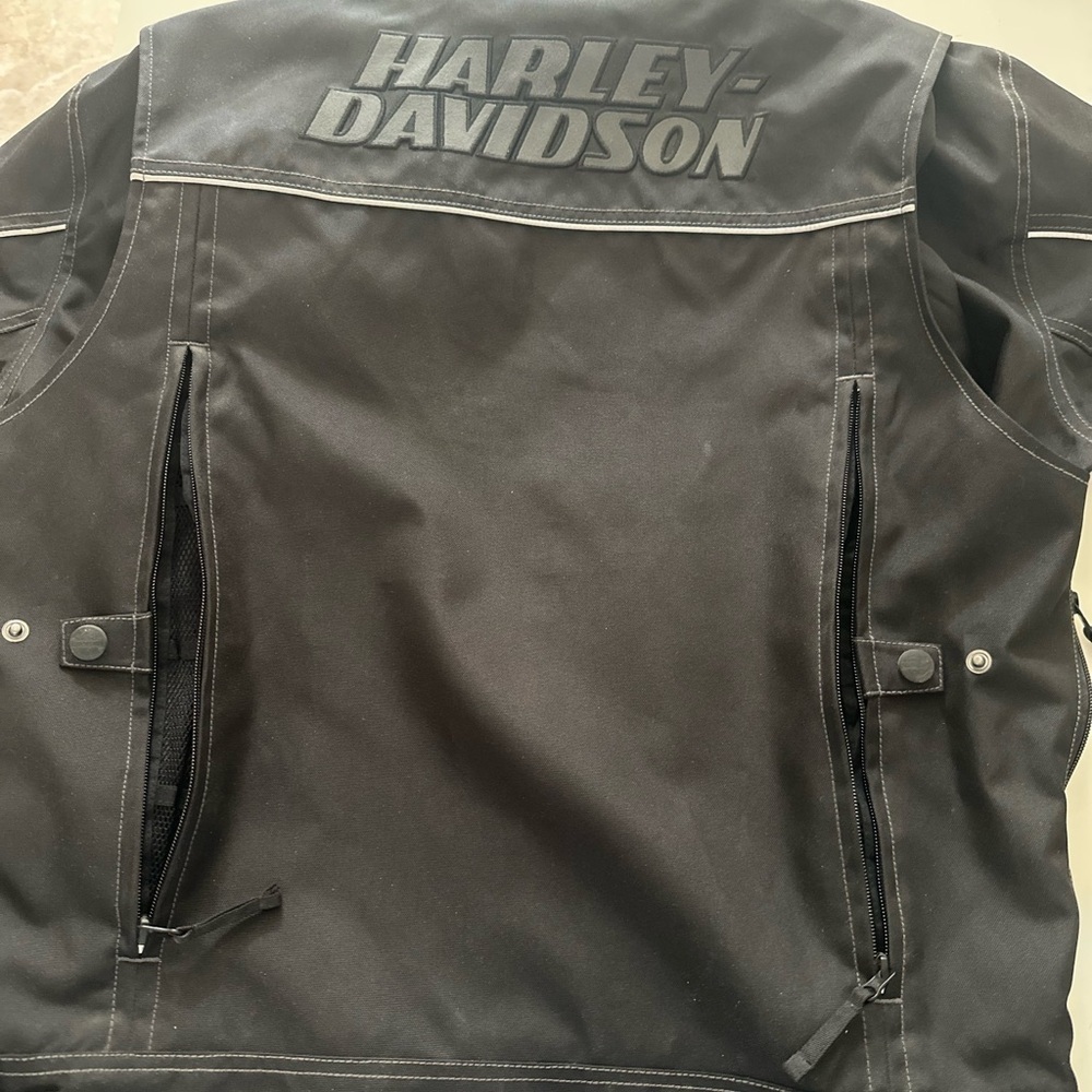 Harley-Davidson Black Motorcycle Field Jacket with Gray Accents - Picture 2 of 4